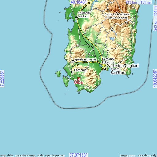 Topographic map of Giba