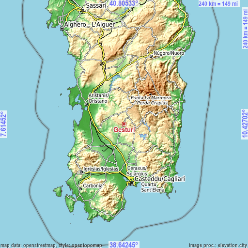 Topographic map of Gesturi