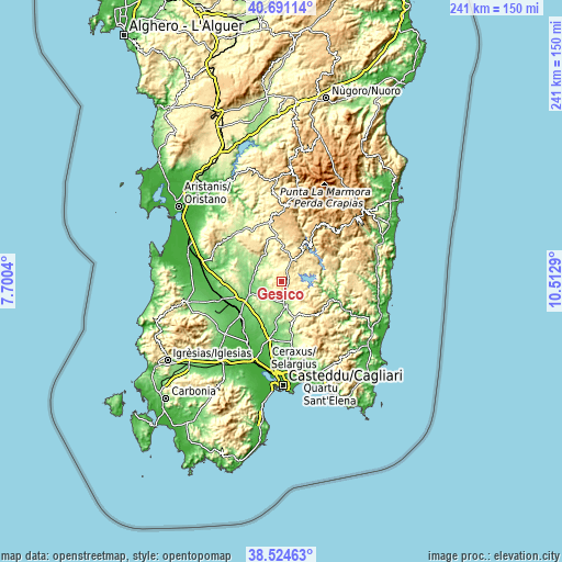 Topographic map of Gesico