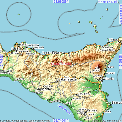 Topographic map of Geraci Siculo