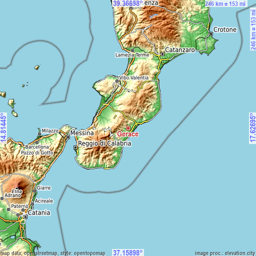 Topographic map of Gerace