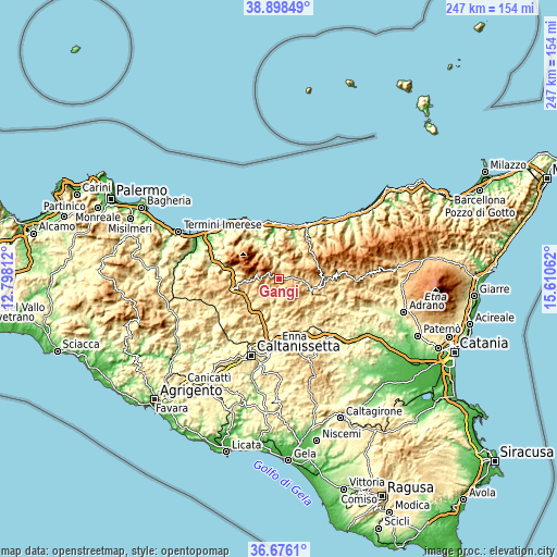 Topographic map of Gangi