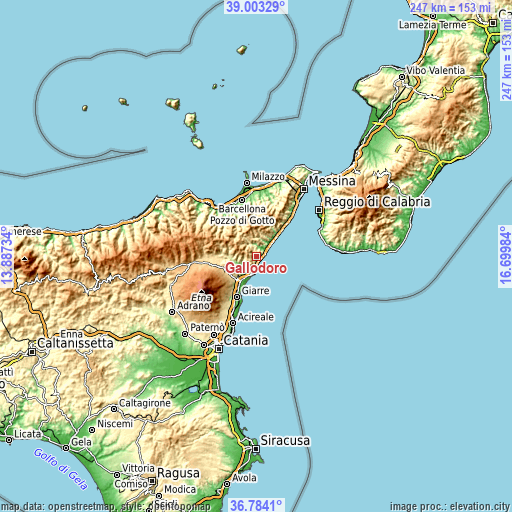 Topographic map of Gallodoro