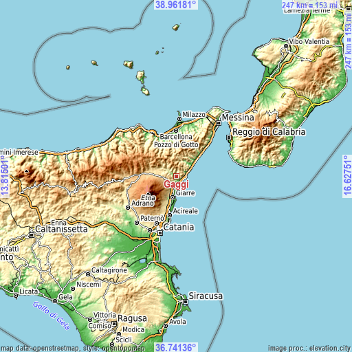 Topographic map of Gaggi