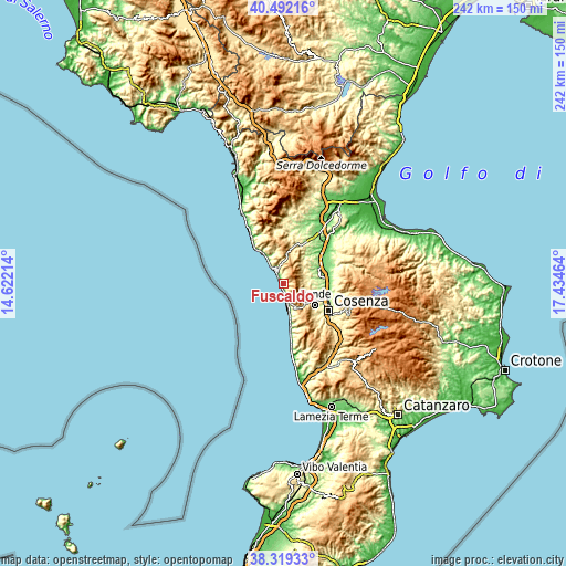 Topographic map of Fuscaldo