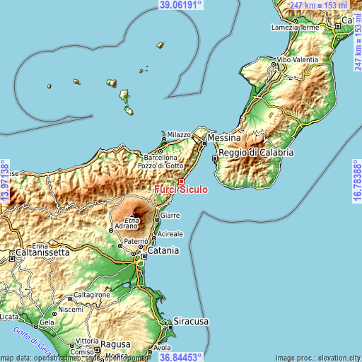 Topographic map of Furci Siculo