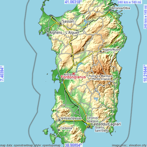 Topographic map of Fordongianus