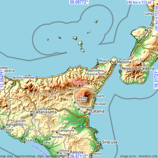 Topographic map of Floresta