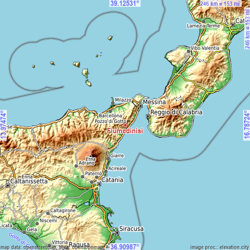 Topographic map of Fiumedinisi