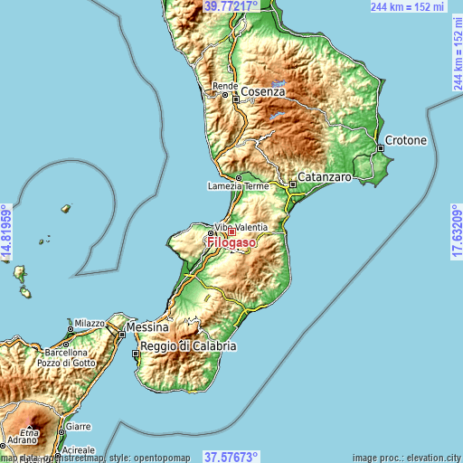 Topographic map of Filogaso