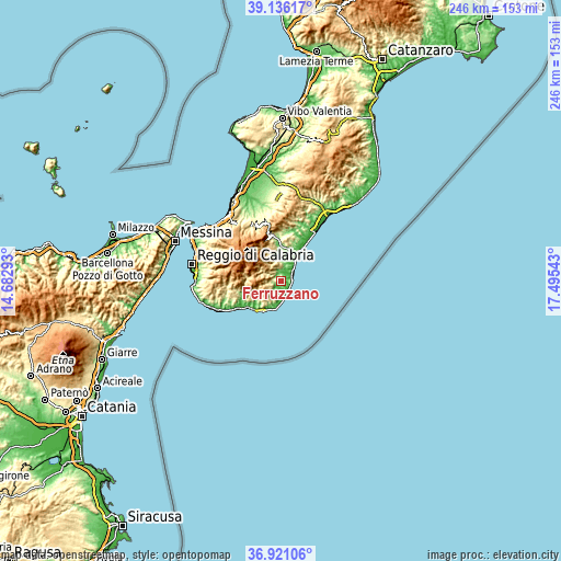 Topographic map of Ferruzzano