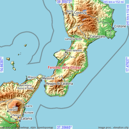 Topographic map of Feroleto della Chiesa