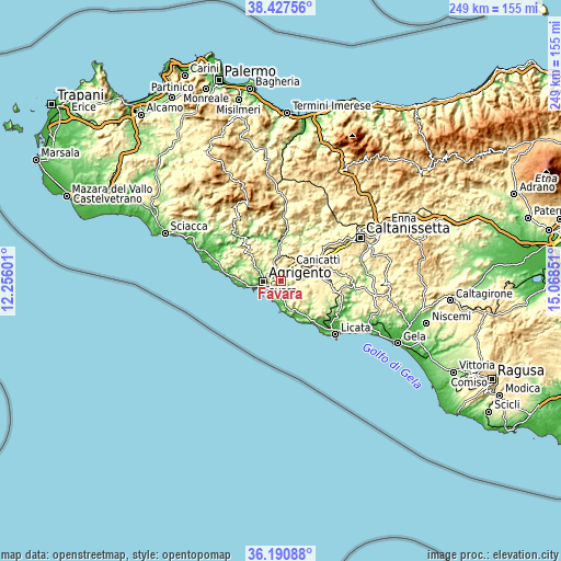 Topographic map of Favara