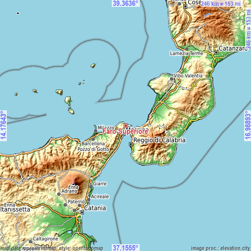 Topographic map of Faro Superiore