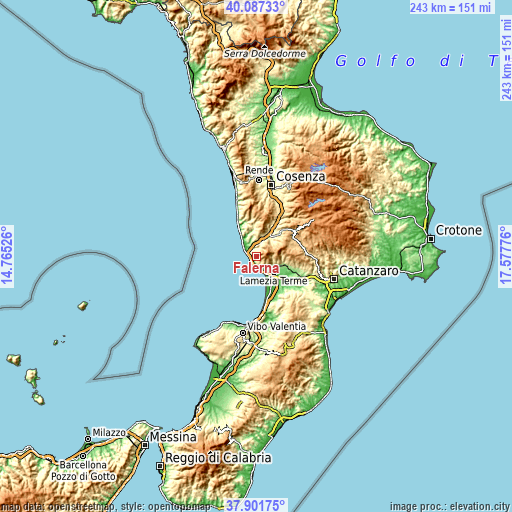 Topographic map of Falerna