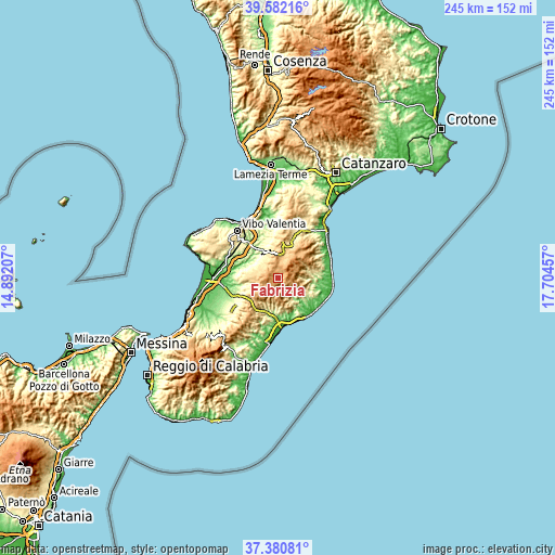 Topographic map of Fabrizia