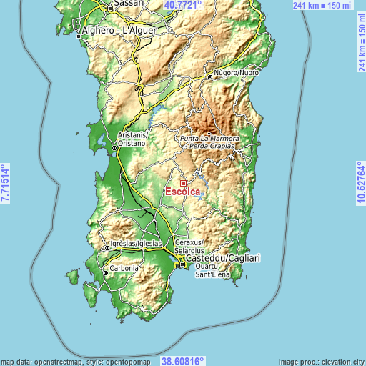 Topographic map of Escolca