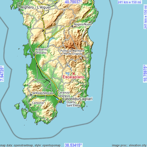 Topographic map of Escalaplano