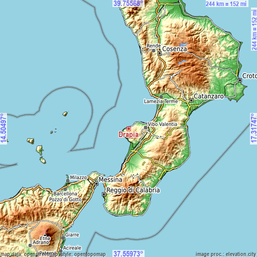 Topographic map of Drapia