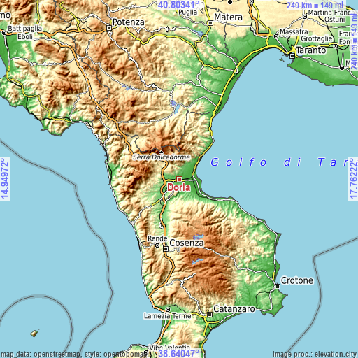 Topographic map of Doria