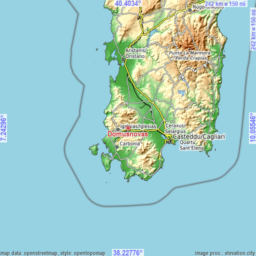 Topographic map of Domusnovas