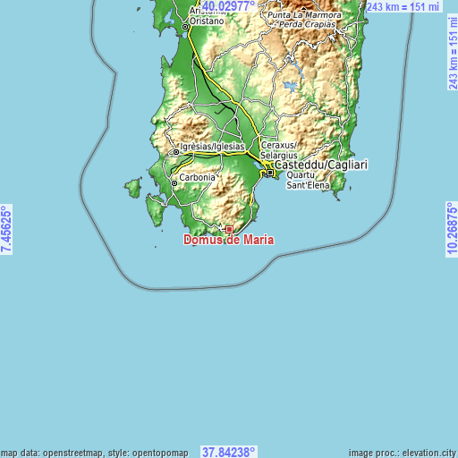 Topographic map of Domus de Maria