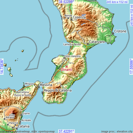 Topographic map of Dinami