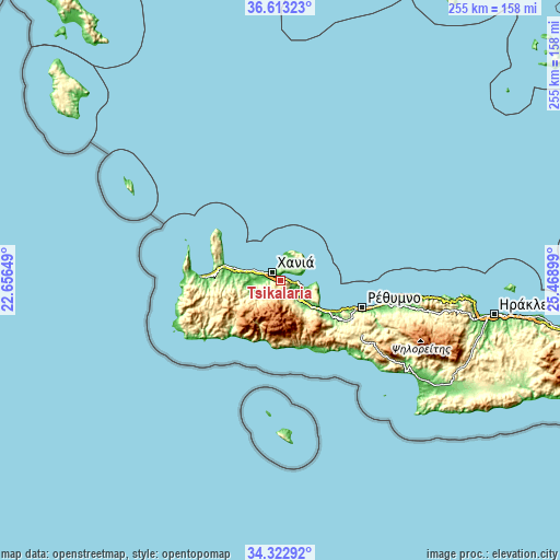 Topographic map of Tsikalariá