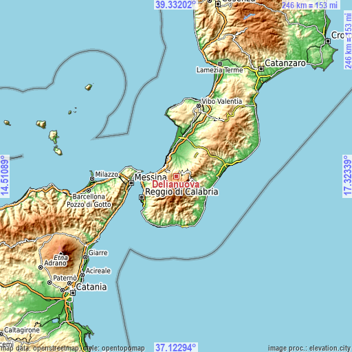 Topographic map of Delianuova