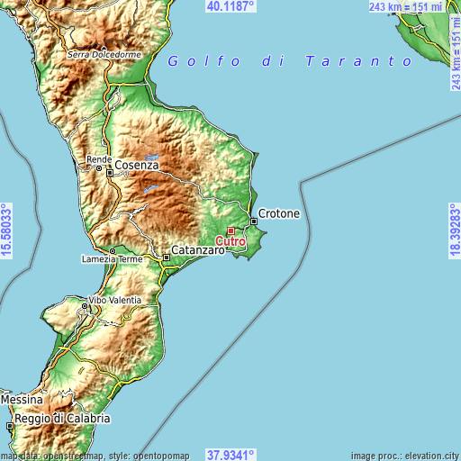 Topographic map of Cutro