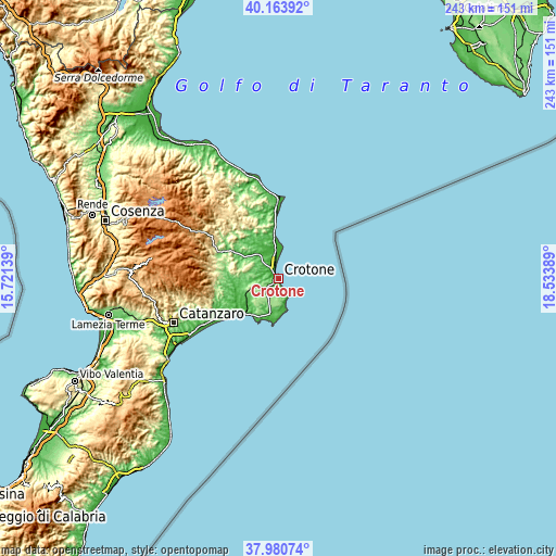 Topographic map of Crotone