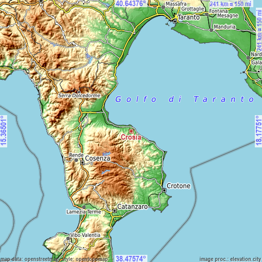 Topographic map of Crosia