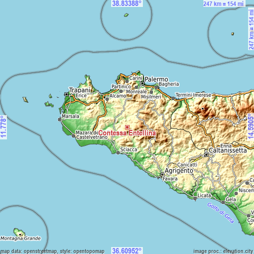 Topographic map of Contessa Entellina