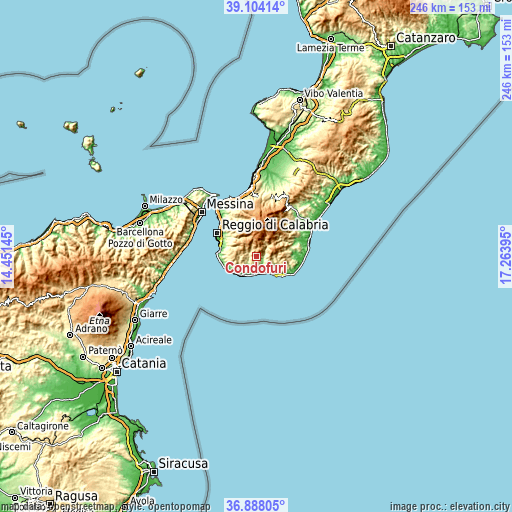 Topographic map of Condofuri