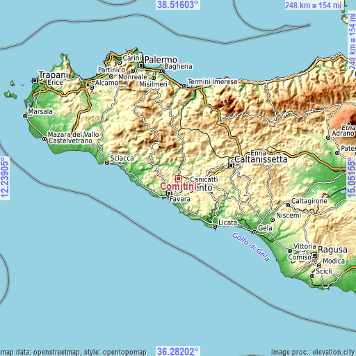 Topographic map of Comitini