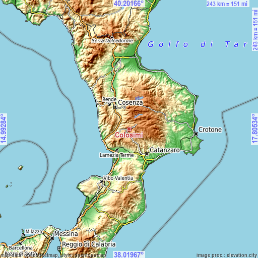Topographic map of Colosimi