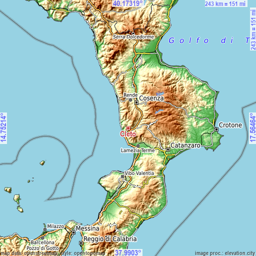 Topographic map of Cleto