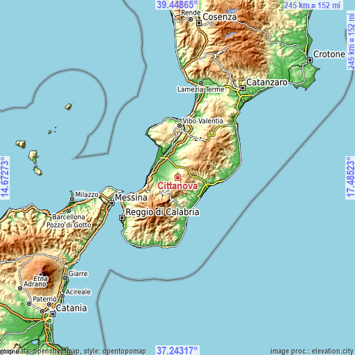 Topographic map of Cittanova