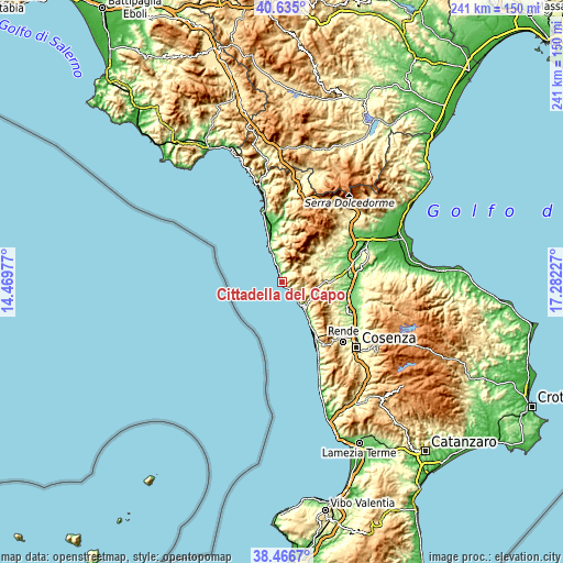 Topographic map of Cittadella del Capo