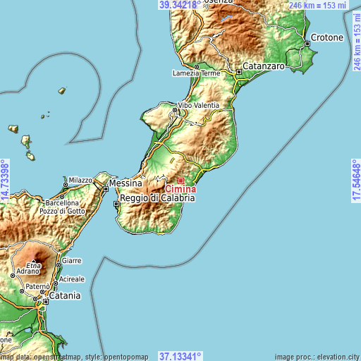 Topographic map of Ciminà