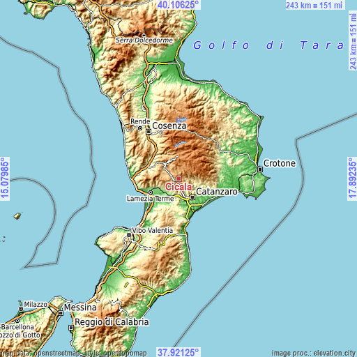 Topographic map of Cicala
