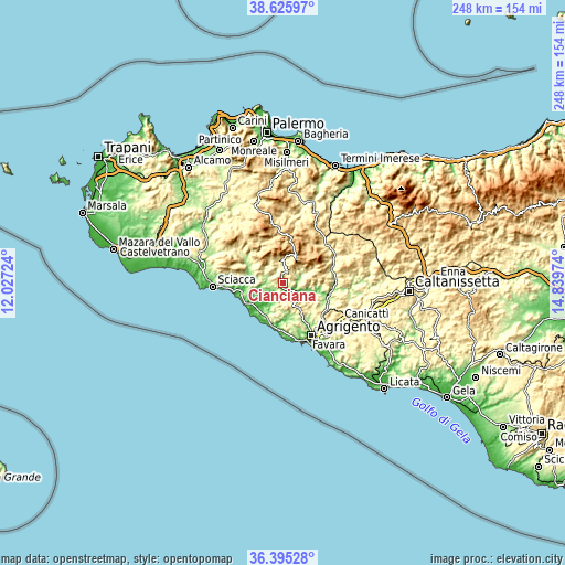 Topographic map of Cianciana