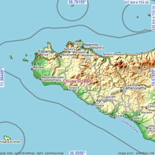 Topographic map of Chiusa Sclafani