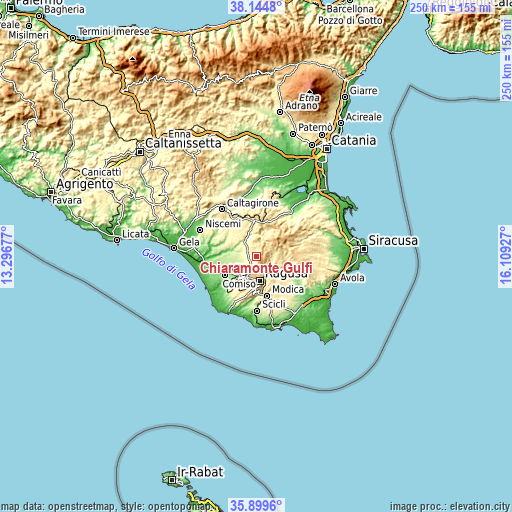 Topographic map of Chiaramonte Gulfi