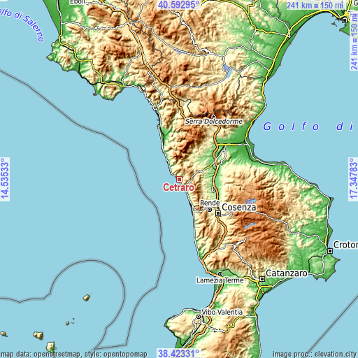 Topographic map of Cetraro