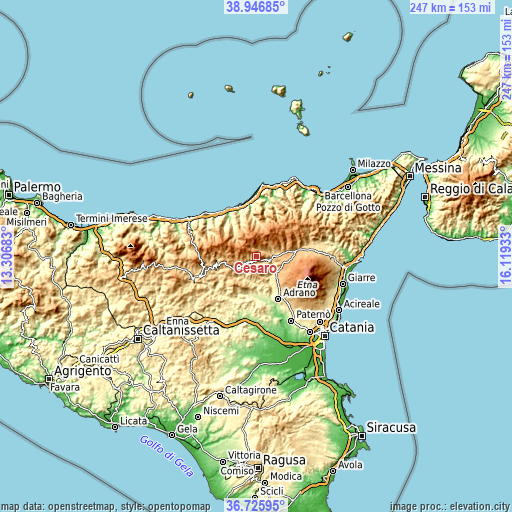 Topographic map of Cesarò