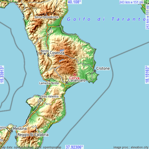 Topographic map of Cerva