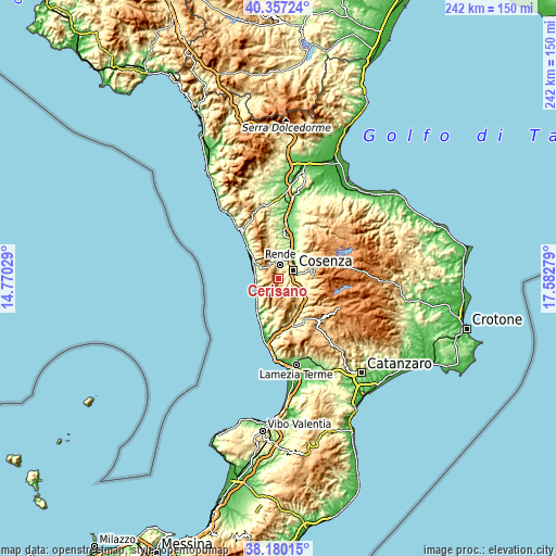 Topographic map of Cerisano