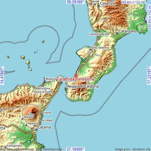 Topographic map of Ceramida-Pellegrina