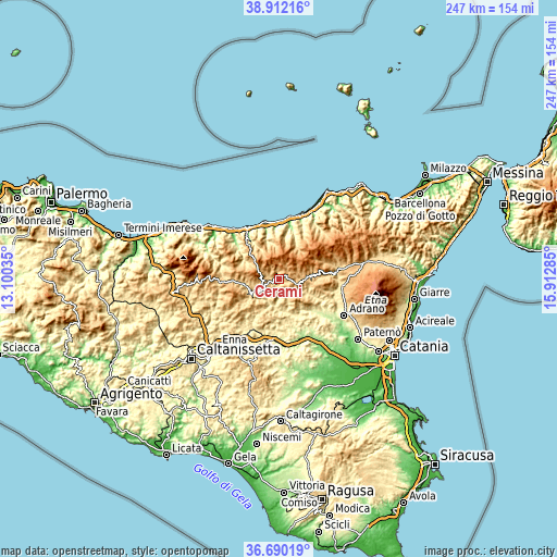 Topographic map of Cerami